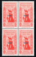 181.GREECE.ITALY.DODECANESE,RHODES,RODI,1932 GARIBALDI HELLAS116,SASS.28.SC.53.MNH BLOCK OF 4 - Dodécanèse