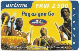 Rwanda - MTN - Pay As You Go, Musicians (Reverse #2), Exp.1.11.2002, GSM Refill 2.500RF, Used - Rwanda