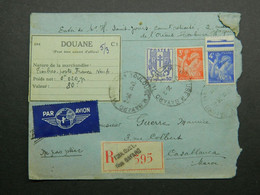 1945 Lettre Recommandée De Toulouse à Casablanca - Maroc Yvert 655, 656, 673 Iris Chaînes Brisées - Cartas