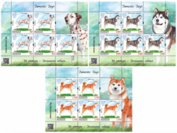Kyrgyzstan 2020 Domestic Dogs Set Of 3 Sheetlets Of 5 Stamps And Label Each - Chiens