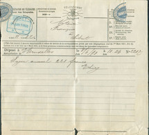 Télégramme Déposé à Bruxelles Le 8/6 1893 Pour SIBRET (railway Cancellation In Blue)  - R - 18167 - Dokumente & Fragmente