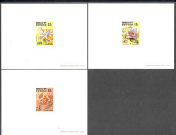 WALLIS & FUTUNA (1979) Flowers. Set Of 3 Deluxe Sheets. Scott Nos 235-7, Yvert Nos 238-40. Colorful! - Imperforates, Proofs & Errors