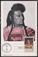 U.S.A. (1968) Chief Joseph. Maximum Card With First Day Cancel. Scott No 1364. Portrait By Cyrenius Hall. - Maximumkaarten