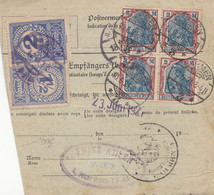 ÖSTERREICH NACHPORTO 1921 - 1,5 + 2 Kronen (Ank85+86) Nachporto + 6 X 2 Mk Auf Paketkarte Gelaufen V. BARMEN > MÜNCH ... - Variétés & Curiosités