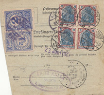 ÖSTERREICH NACHPORTO 1921 - 1,5 + 2 Kronen (Ank85+86) Nachporto + 6 X 2 Mk Auf Paketkarte Gelaufen V. BARMEN > MÜNCH ... - Abarten & Kuriositäten