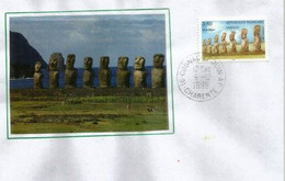 EASTER ISLAND.Moʻai At Ahu Tongariki,UNESCO World Heritage.Unesco Stamp,from Paris Headquarters.(letter) - Rapa Nui (Isla De Pascua)