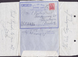 New Zealand ORMONDVILLE 1950 Air Mail Letter Card COPENHAGEN Denmark 6d. GVI. Stamp - Airmail