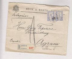 GREECE 1907 ATHENES Registered Cover To Zagreb Croatia Hungary Austria - Covers & Documents