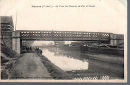 HARNES  -  Le Pont De Chemin De Fer Et Le Canal  -  Péniche - Harnes