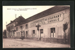 CPA Soucy, Route De Nogent-sur-Seine, Le Café-Hotel Monneret - Soucy