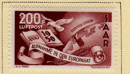 Sarre (1950) -  P A Admission Au Conseil De L'Europe - Neuf* - MLH - Airmail