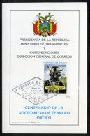 BOLIVIA 1987: "CENTENARIO DE LA SOCIEDAD 10 DE FEBRERO ORURO". - Bolivia