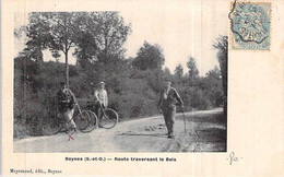 [78] Yvelines > Beynes La Route Traversant Le Bois Carte Animée Piéton Cyclistes Env à Seigneur Malakoff - Beynes