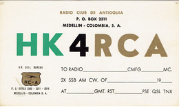 Antigua Tarjeta QSL De Radio Club De Antioquia (HK 4RCA), Medellin, Colombia (1967) - Radio