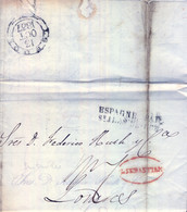1837 , PREFILATELIA , CARTA CIRCULADA ENTRE SAN SEBASTIAN Y LONDRES , " ESPAGNE PAR ST. DE LUZ " , LLEGADA - ...-1850 Prephilately