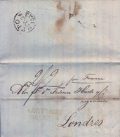 1823 , PREFILATELIA , CORUÑA , CARTA COMPLETA  A LONDRES , SANTIAGO DE COMPOSTELA , " POR FRANCIA " , LLEGADA - ...-1850 Préphilatélie