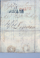 1831 , PREFILATELIA , CADIZ , CARTA   A LONDRES , " ESPAGNE PAR ST. JEAN DE LUZ " , LLEGADA - ...-1850 Voorfilatelie