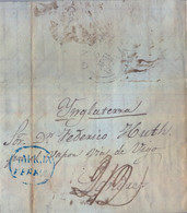 1840 , PREFILATELIA , CORUÑA , CARTA   A LONDRES , " GALICIA / FERROL  " EN COLOR AZUL , LLEGADA - ...-1850 Préphilatélie