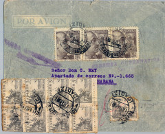 1941 , CÁDIZ , PUERTO DE SANTA MARIA - LA HABANA , CORREO AÉREO , TRÁNSITO SEVILLA , LLEGADA , CENSURA - Lettres & Documents