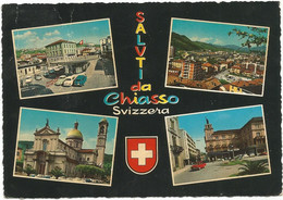 A6666 Saluti Da Chiasso - Panorama Vedute Multipla - Auto Cars Voitures / Viaggiata 1966 - Chiasso