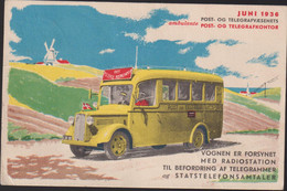 DANMARK-AUTOBUS-POSTE TELEGRAPHE AMBULANT-RULLENDEPOSTKONTOR-20/9/1936-RECTO-VERSO - Máquinas Franqueo (EMA)