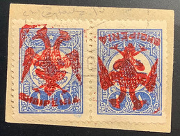 1913, Yv 7c 1560€ TÊTE-BÊCHE R ! Signed Scheller+Raybaudi:Turkey 1 Pia With RED ! Ovpt Eagle & Shqipenia(Albania Albanie - Albanië