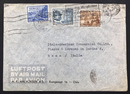 Norge Norvegia Cover 1947 15 + 40 + 60 Ore Luftpost By Airmail Via Aerea  X L'italia COD.bu.420 - Storia Postale