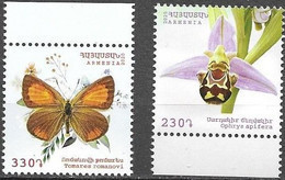 ARMENIA, 2020, MNH, FLORA AND FAUNA, BUTTERFLIES, FLOWERS, - Butterflies