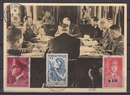 Oise : Carte Postale Souvenir Rethonde Affranchissement Triple Mixte Allemagne –Petain –Conférence De PARIS 1946. - WW II