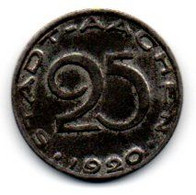 Stadt Aachen 25 Pfennig 1920 TTB+ - Monétaires/De Nécessité