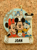 PIN'S DISNEY WORLD - MICKEY - MINNIE - DONALD - PRENOM JOAN - Disney