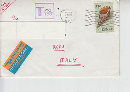KENYA  1971 Lettera Tassata Per Italia - Yvert 44 Conchiglia - Kenya (1963-...)