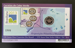 Cape Verde Cabo Verde 2013 Mi. Bl. 46 Brasiliana Exhibition Philatelic Stamp On Stamp Timbres Sur Timbre Exposition - Filatelistische Tentoonstellingen