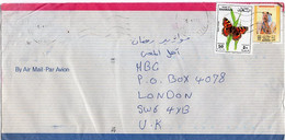 L28032 - Bahrain - 1991 - 50F Schmetterling Etc. A. Luftpostbrief BAHRAIN -> Grossbritannien - Farfalle