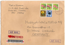 L28868 - Japan - 1997 - 3@¥270 Blumen Etc. A. R-Luftpostbrief TSURUNOCHO 530 JAPAN -> Deutschland - Covers & Documents