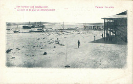 PC CPA YEMEN, PERIM ISLAND, HARBOUR AND LANDING PIER, Vintage Postcard (b24670) - Yémen