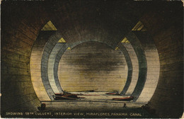 PC CPA PANAMA 18TH CULVERT INTERIOR VIEW MIRAFLORES Vintage Postcard (b26332) - Panama