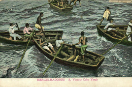 PC CPA CABO VERDE CAPE VERDE S. VICENTE MERGULHADORES Vintage Postcard (b26730) - Cap Vert