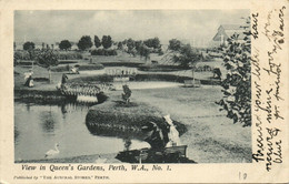 PC CPA AUSTRALIA, PERTH, VIEW IN QUEEN'S GARDENS, Vintage Postcard (b27081) - Perth