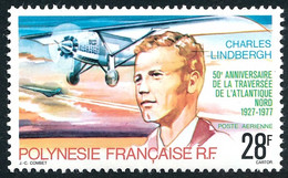 POLYNESIE 1977 - Yv. PA 125 **   Cote= 9,50 EUR - Charles Lindberg, Pilote D'avion  ..Réf.POL25496 - Ungebraucht