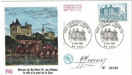 Pyrénées Atlantiques - Pau - FDC - Château Henri IV - Lettre Non Voyagée - Avec Signature - 15 Mai 1982 - 1980-1989