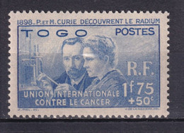 1938 - CURIE - TOGO - YT N°171 * MLH - COTE = 27.5 EUR - Neufs