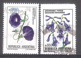 Argentina 1982 - 2 Sellos Usados Y Circulados - Flora Argentina-Campanilla Y Jacaranda - Usati