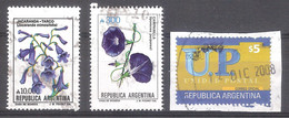 Argentina 2002 - 3 Sellos Usados Y Circulados -Unidad Postal Y Flora Argentina-Campanilla Y Jacaranda - Sonstige & Ohne Zuordnung