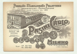 PREMIATO STABILIMENTO PELLETTERIE PASINI MILANO - BIGLIETTO CM. 13,5X9,5 - Advertising