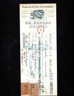 MONTREUIL SOUS BOIS - Lettre De Change Illustrée 1922  -Fabrique De Futs Pour Gainiers - CH. DUFLOS - Bills Of Exchange