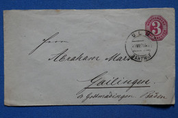 T12 WUTTENBERG BELLE LETTRE RARE DEVANT 1875 ULM A GAILINGEN + AFFRANCHISSEMENT PLAISANT - Ganzsachen