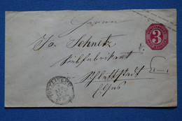 T12 WUTTENBERG BELLE LETTRE RARE   1875 Tuttlingen To Schlettstadt + AFFRANCHISSEMENT INTERESSANT - Enteros Postales