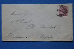 T12 WUTTENBERG BELLE LETTRE RARE 1889 POUR MULHOUSE ALSACE FRANCE + AFFRANCHISSEMENT INTERESSANT - Postal  Stationery