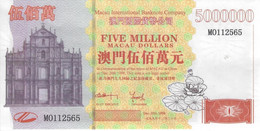 Macau (MIBC) 5 Million Dollars 1999 UNC Cat No. N/A - Macau